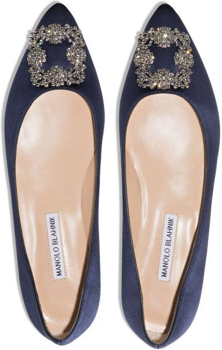 Manolo Blahnik Ballerina's met verfraaide gesp Blauw