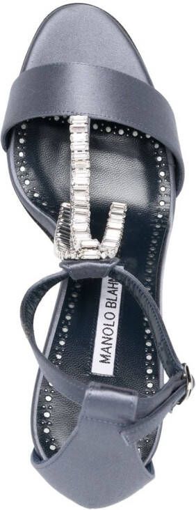 Manolo Blahnik Bambi sandalen met kristallen bandje Blauw