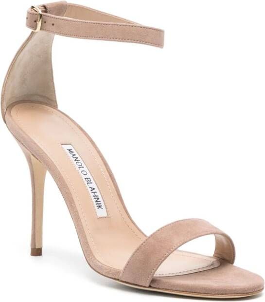 Manolo Blahnik Chaos leren sandalen Beige