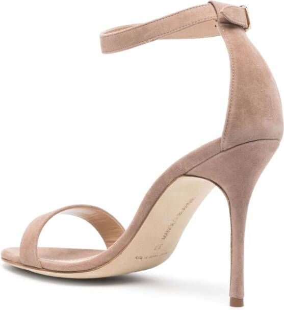 Manolo Blahnik Chaos leren sandalen Beige