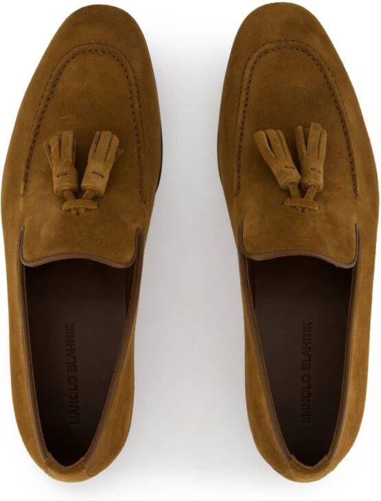 Manolo Blahnik Chester suède loafers Bruin