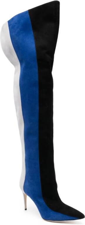 Manolo Blahnik Chicuyuhi 85mm suede thigh-high boots Blauw