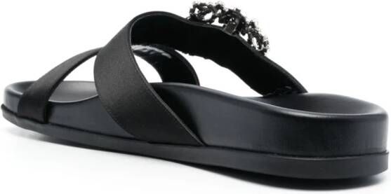 Manolo Blahnik Chilanghi satijnen slippers Zwart