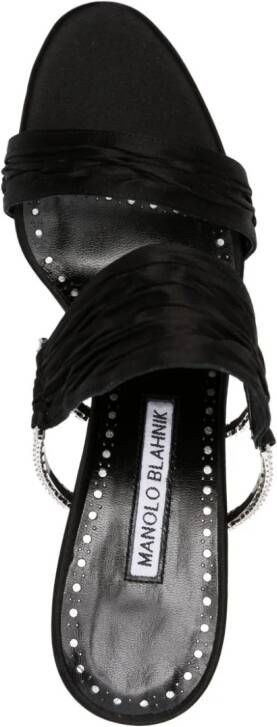 Manolo Blahnik 70 mm Chinap satijnen sandalen Zwart