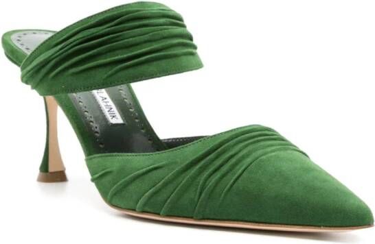 Manolo Blahnik Circeamu 70 mm suède muiltjes Groen