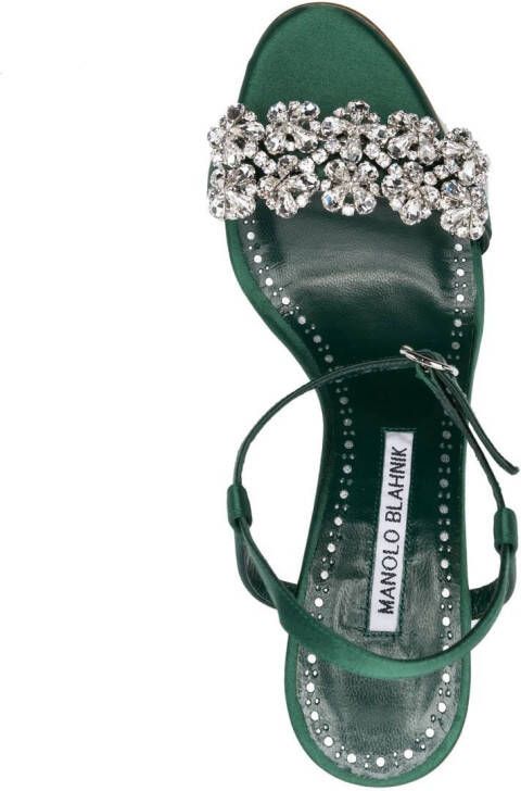 Manolo Blahnik Sandalen verfraaid met kristallen Groen