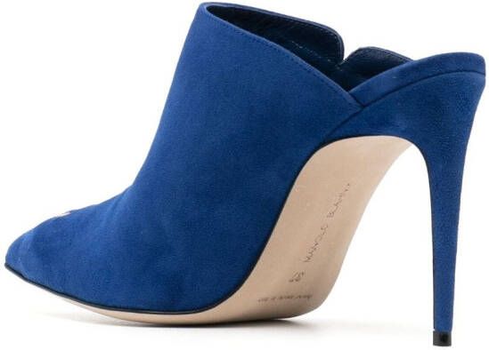 Manolo Blahnik Dobre 100mm suede mules Blauw