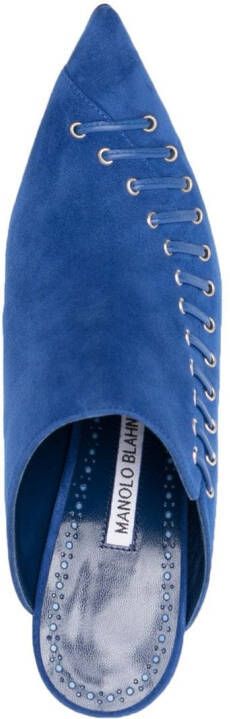 Manolo Blahnik Dobre 100mm suede mules Blauw