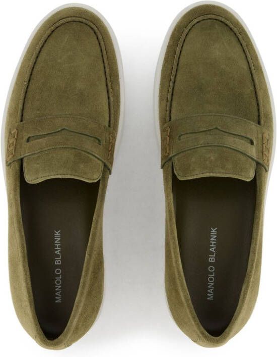 Manolo Blahnik Ellis suède loafers Groen