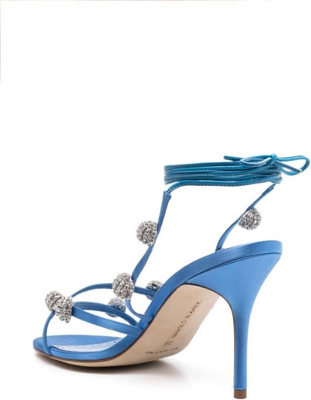 Manolo Blahnik Elsa sandalen met kralenbandje Blauw