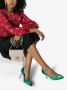 Manolo Blahnik 90 mm Hangisi satijnen pumps Groen - Thumbnail 2