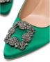Manolo Blahnik 90 mm Hangisi satijnen pumps Groen - Thumbnail 4