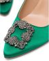 Manolo Blahnik groene hangisi 90 pumps van satijn - Thumbnail 4