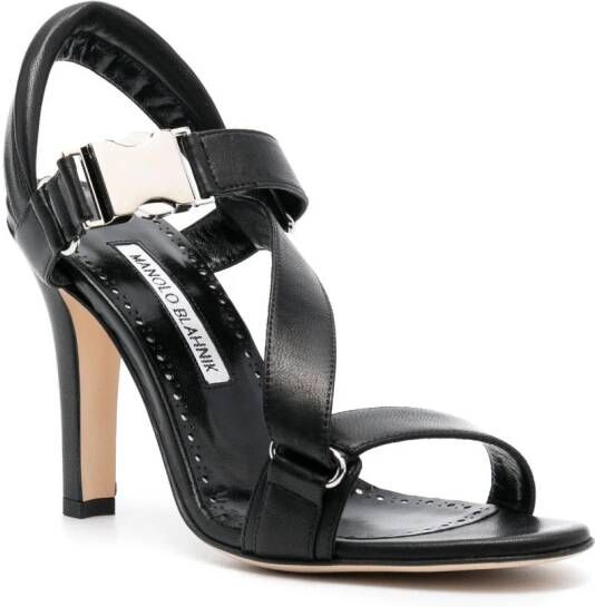 Manolo Blahnik Gwen leren sandalen Zwart