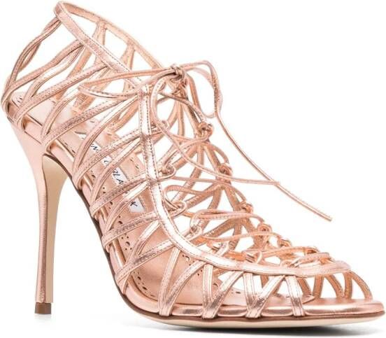 Manolo Blahnik Hamza sandalen met metallic-effect Roze