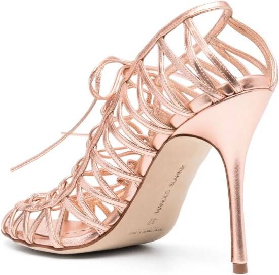 Manolo Blahnik Hamza sandalen met metallic-effect Roze