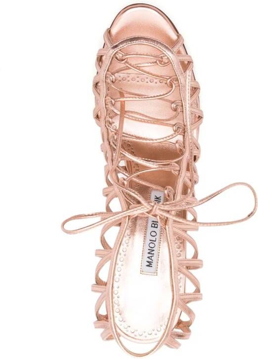 Manolo Blahnik Hamza sandalen met metallic-effect Roze