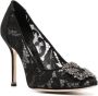 Manolo Blahnik Hangisi pumps met kant Zwart - Thumbnail 2