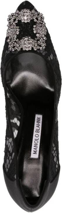 Manolo Blahnik Hangisi pumps met kant Zwart