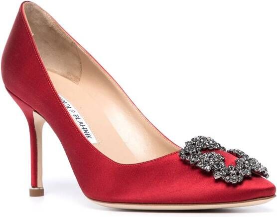 Manolo Blahnik Hangisi 70 pumps met gesp Rood