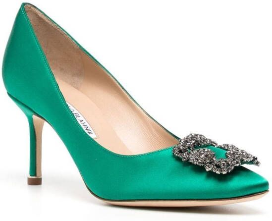 Manolo Blahnik Hangisi verfraaide pumps Groen