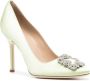 Manolo Blahnik 105 mm Hangisi satijnen pumps Groen - Thumbnail 2