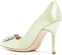 Manolo Blahnik 105 mm Hangisi satijnen pumps Groen - Thumbnail 3