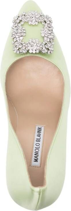 Manolo Blahnik 105 mm Hangisi satijnen pumps Groen