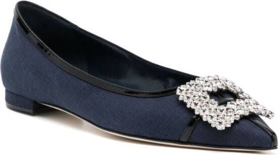 Manolo Blahnik Hangisi ballerina's met gesp Blauw