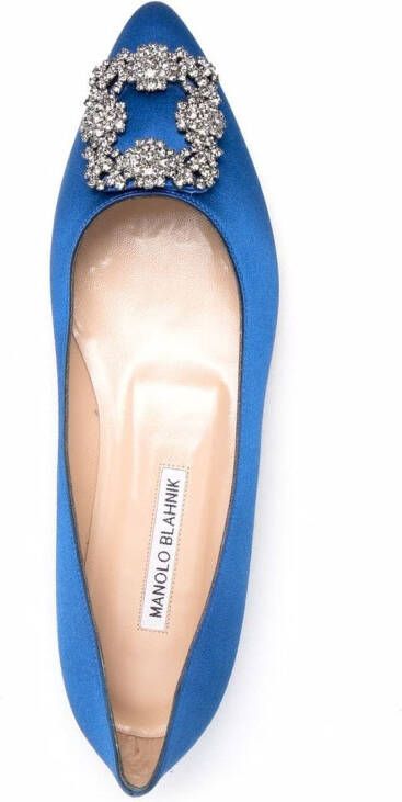 Manolo Blahnik Hangisi ballerina's met gespdetail Blauw