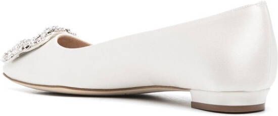 Manolo Blahnik Hangisi ballerina's verfraaid met kristallen Beige