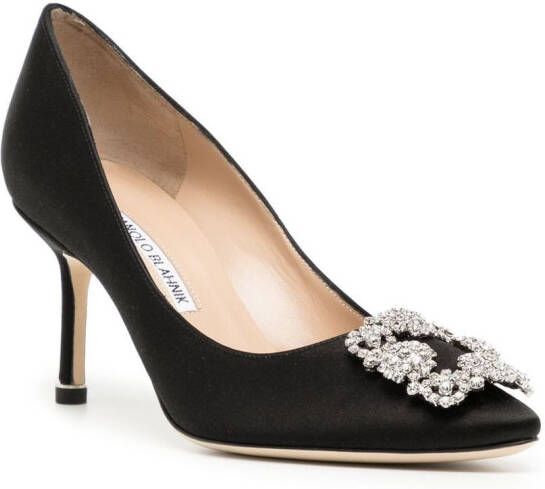 Manolo Blahnik Hangisi pumps met gesp van kristal Zwart