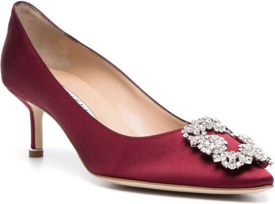 Manolo Blahnik Hangisi pumps met kristallen gesp Rood