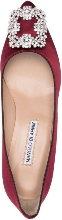 Manolo Blahnik Hangisi pumps met kristallen gesp Rood