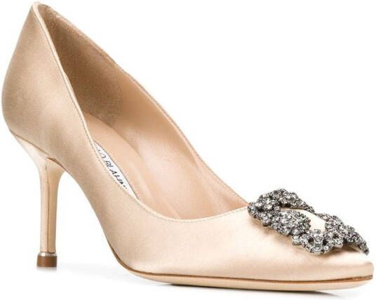 Manolo Blahnik 70 mm Hangisi pumps Beige