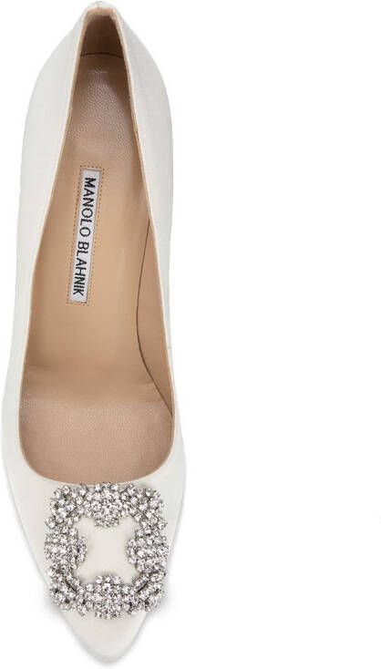 Manolo Blahnik Hangisi pumps met gesp Wit