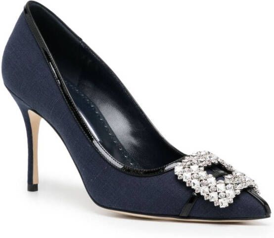 Manolo Blahnik Hangisi pumps met kristallen gesp Blauw