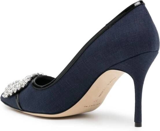 Manolo Blahnik Hangisi pumps met kristallen gesp Blauw