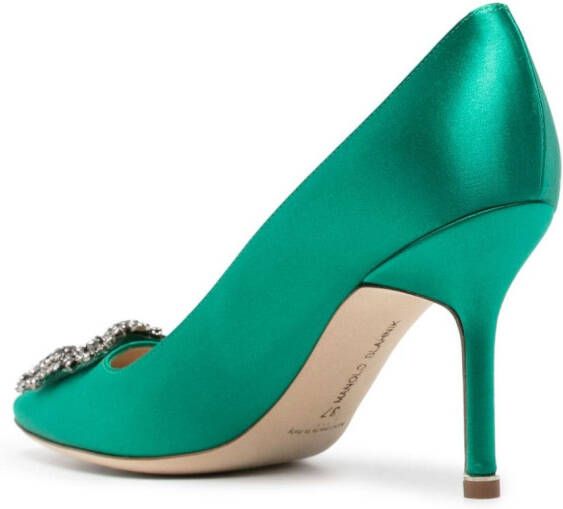 Manolo Blahnik Hangisi satijnen pumps Groen