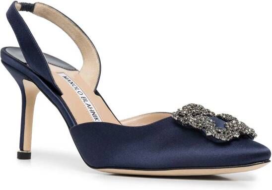 Manolo Blahnik Hangisi satijnen slingback pumps Blauw