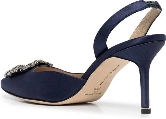 Manolo Blahnik Hangisi satijnen slingback pumps Blauw