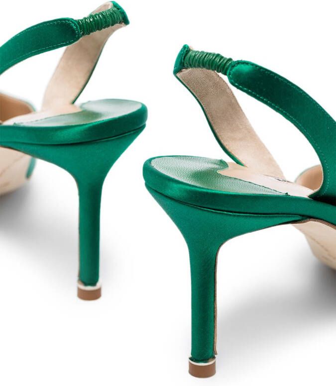 Manolo Blahnik Hangisi satijnen slingbacks Groen