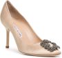 Manolo Blahnik Hangisi satijnen pumps Beige - Thumbnail 2