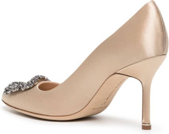 Manolo Blahnik Hangisi satijnen pumps Beige