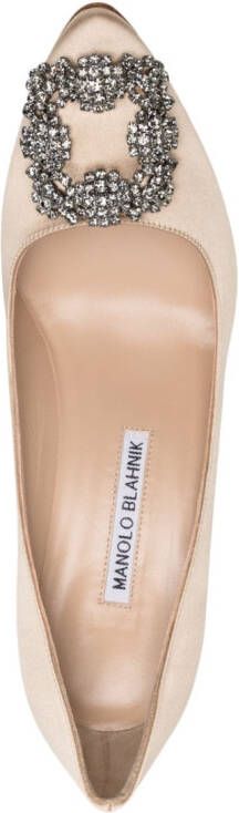 Manolo Blahnik Hangisi satijnen pumps Beige