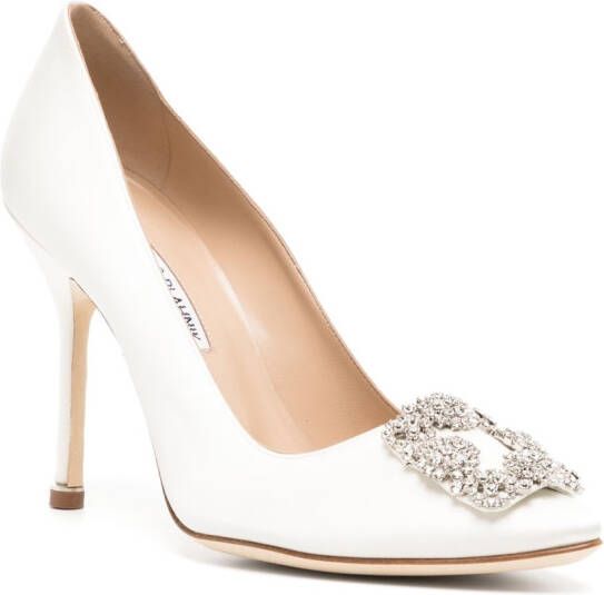 Manolo Blahnik Hangisi satijnen pumps Wit