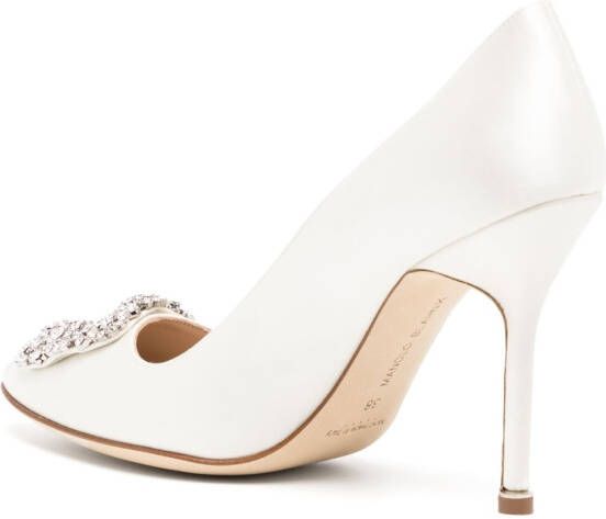 Manolo Blahnik Hangisi satijnen pumps Wit