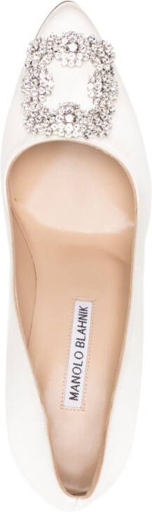 Manolo Blahnik Hangisi satijnen pumps Wit