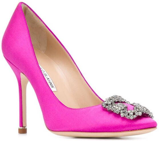 Manolo Blahnik Hangisi zijden pumps Roze