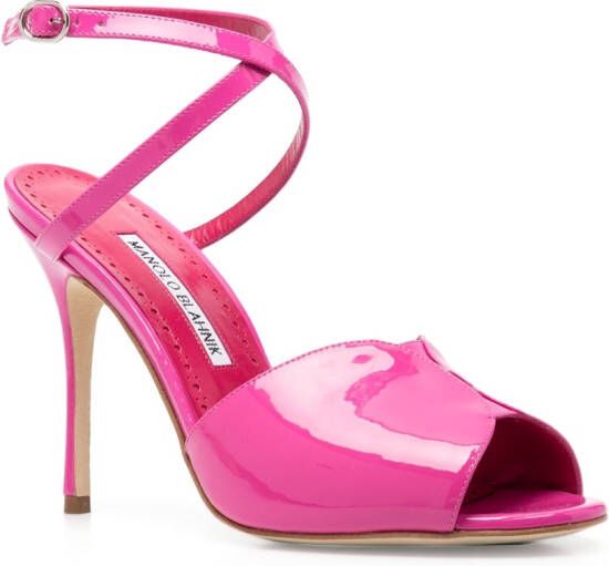 Manolo Blahnik Hourani sandalen met gelakte afwerking Roze